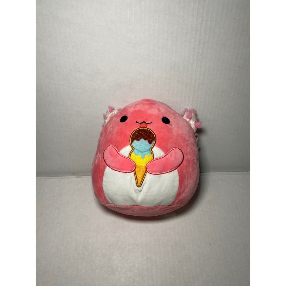 Squishmallows 8 Inch Archie the Axolotl Pink Plush with Ice Cream Cone NWT